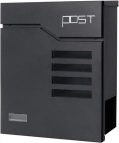 img 4 attached to Черный настенный почтовый ящик Decaller с замком - стильный и безопасный большой почтовый ящик для наружного использования, 14,4 x 13 x 4,2