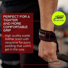img 3 attached to Dark Iron Fitness Weightlifting Leather Suede Lifting Wrist Straps Bundle For Men And Women Wraps Weight For A Heavy Powerlifting Grip Hooks With Padded Support