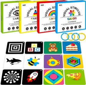 img 4 attached to 100 PCS 200 Page Black White Colorful 3D Visual Stimulation Baby Flashcard For Newborn Baby Infant Gift (4 Levels 0-36 Months, 5.5” X 5.5”)