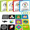 100 pcs 200 page black white colorful 3d visual stimulation baby flashcard for newborn baby infant gift (4 levels 0-36 months, 5.5” x 5.5”) logo