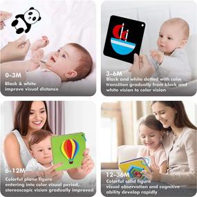 img 1 attached to 100 PCS 200 Page Black White Colorful 3D Visual Stimulation Baby Flashcard For Newborn Baby Infant Gift (4 Levels 0-36 Months, 5.5” X 5.5”)