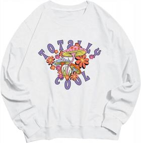 img 4 attached to HUILAN Women'S Long Sleeve Crewneck Mushroom Print Graphic Sweatshirt