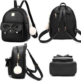 img 3 attached to 🎀 Bowknot 3-in-1 Set: Fashionable Backpack, Rucksack, and Shoulder Women's Handbags with Wallets