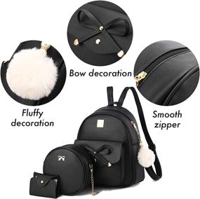 img 1 attached to 🎀 Bowknot 3-in-1 Set: Fashionable Backpack, Rucksack, and Shoulder Women's Handbags with Wallets