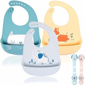 img 4 attached to Splish-Splash: Adjustable Waterproof Silicone Feeding Bibs for Babies (Set of 3)