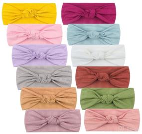 img 3 attached to Turban Knot Baby Bow Headbands - Hairbands for Newborns, Toddlers, and Children (Set of 12)