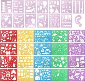 img 4 attached to 🎨 Jucoan Kids Drawing Stencils Set: 34 PCS, 500+ Shapes, Reusable Templates - Perfect Crafts Creativity Kit