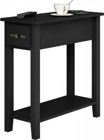 img 2 attached to Black ChooChoo Narrow End Table With Storage, Small Living Room Side Table Nightstand For Bedroom