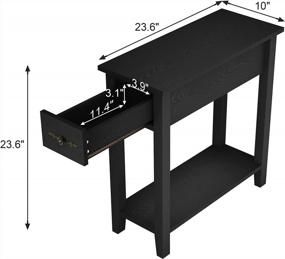 img 3 attached to Черный узкий столик ChooChoo с местом для хранения, небольшая прикроватная тумбочка для гостиной для спальни