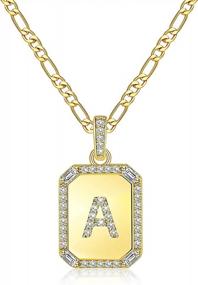 img 4 attached to Gold Initial Necklaces For Women,Letter Necklace For Women Girls,Rectangle Necklace With Letters Monogram 18K Gold Plated Alhpabets 26 Pendant Womens Necklace Stainless Steel Box Chain