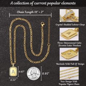 img 3 attached to Gold Initial Necklaces For Women,Letter Necklace For Women Girls,Rectangle Necklace With Letters Monogram 18K Gold Plated Alhpabets 26 Pendant Womens Necklace Stainless Steel Box Chain