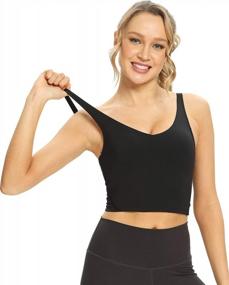 img 3 attached to Women'S Ritiriko Workout Tank Top - Cropped Running Shirt With Longline Padded Sports Bra For Yoga And Fitness