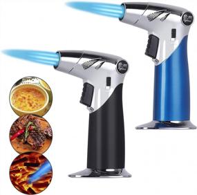 img 4 attached to Upgrade Your Culinary Game With Refillable Food Torch - Perfect For Creme Brulee And BBQ, 2PCS Set With Adjustable Flame And Safety Lock (Butane Gas Not Included)