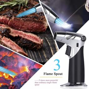 img 2 attached to Upgrade Your Culinary Game With Refillable Food Torch - Perfect For Creme Brulee And BBQ, 2PCS Set With Adjustable Flame And Safety Lock (Butane Gas Not Included)
