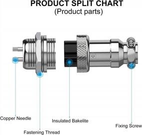 img 3 attached to Набор из 10 5-контактных адаптеров круглых авиационных разъемов GX16 с креплением на панели, штекерных вилок и розеток с металлическим корпусом для проектов «сделай сам»