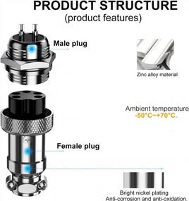 img 2 attached to Pack Of 10 GX16 5-Pin Panel Mount Circular Aviation Connector Adapters, Male Female Plugs And Sockets With Metal Housing For DIY Projects