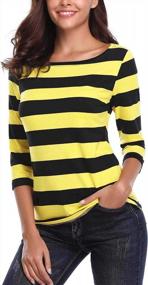 img 1 attached to FENSACE Women'S 3/4 Sleeve Striped Round Neck T-Shirt