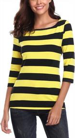 img 4 attached to FENSACE Women'S 3/4 Sleeve Striped Round Neck T-Shirt