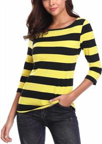 img 2 attached to FENSACE Women'S 3/4 Sleeve Striped Round Neck T-Shirt