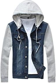 img 1 attached to Lavnis Men'S Denim Hoodie Jacket Casual Slim Fit Button Down Jeans Coat