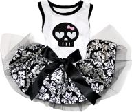 stylish and chic petitebella black skull face dog dress - perfect for puppies and small dogs (white/damask, medium) logo