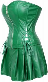 img 3 attached to Women'S Leather Bustier Corset Top - Punk Rock Waist Cincher Basque For Halloween Costume