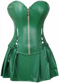img 4 attached to Women'S Leather Bustier Corset Top - Punk Rock Waist Cincher Basque For Halloween Costume