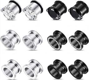 img 3 attached to Stainless Steel Ear Gauges Stretching Kit Set With Screw Back Plugs And Tunnels - Includes 8Pcs, Sizes 2G-5/8 Inch