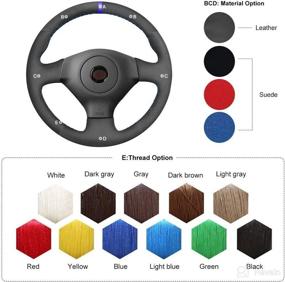 img 2 attached to MEWANT Customized Hand Stitch Black Genuine Leather Car Steering Wheel Cover For Subaru Forester 2005-2008 Impreza WRX (WRX STI) Legacy Outback For Saab 9-2X 2005-2006
