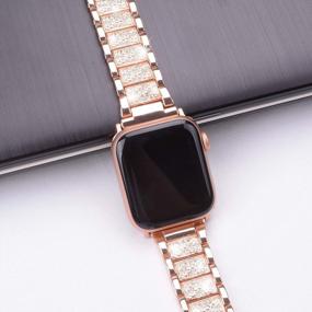 img 2 attached to Wolait совместим с Apple Watch Band 38 мм 40 мм, IWatch SE/Series 6/5/4/3/2/1 женский сверкающий кристалл горный хрусталь металлический браслет