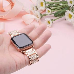 img 3 attached to Wolait Compatible With Apple Watch Band 38Mm 40Mm, IWatch SE/Series 6/5/4/3/2/1 Women Sparkling Crystal Rhinestone Metal Bracelet