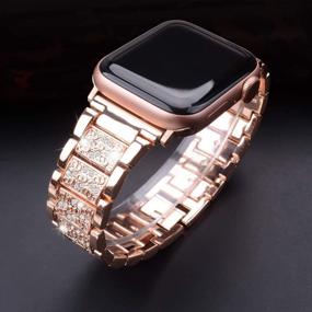 img 4 attached to Wolait Compatible With Apple Watch Band 38Mm 40Mm, IWatch SE/Series 6/5/4/3/2/1 Women Sparkling Crystal Rhinestone Metal Bracelet