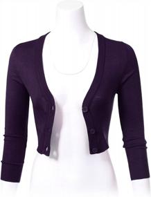 img 1 attached to Women'S 3/4 Sleeve Cropped Bolero Cardigans - Solid Button Down (S-4XL)