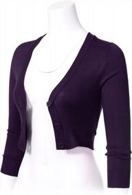 img 2 attached to Women'S 3/4 Sleeve Cropped Bolero Cardigans - Solid Button Down (S-4XL)