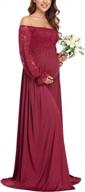 fitglam women's maternity dress for photoshoot baby shower off shoulder photography gown maxi lace pregnancy dress logo