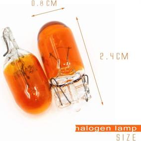 img 2 attached to 🚗 Pack of 10 T10 W5W 168 194 12V Halogen Car Wedge Side Light Bulbs in Amber for Tail Lights, Side Parking, Dome, Door, and Map Lighting