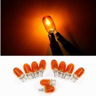 🚗 pack of 10 t10 w5w 168 194 12v halogen car wedge side light bulbs in amber for tail lights, side parking, dome, door, and map lighting логотип