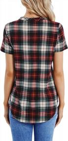 img 1 attached to Stylish Summer Look: DJT Women'S Plaid V Neck Blouses With Short Sleeves And Button Down Front - Perfect Casual Top