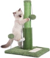 🐾 pawz road 3-in-1 cat scratching post with self-groomer, spring poles, and dangling balls - ideal for kittens and indoor cats logo