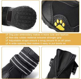 img 1 attached to 🐾 CUTEUP Waterproof Dog Boots with Reflective Trim - Rugged Anti-Slip Rubber Soles 4PCS