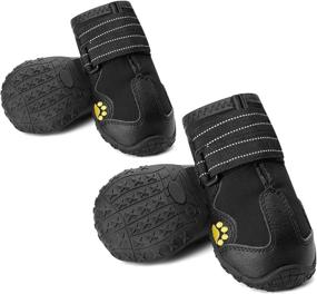 img 4 attached to 🐾 CUTEUP Waterproof Dog Boots with Reflective Trim - Rugged Anti-Slip Rubber Soles 4PCS