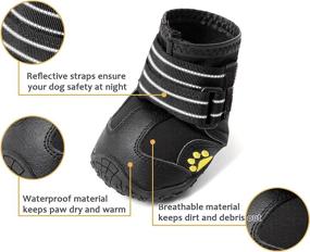 img 2 attached to 🐾 CUTEUP Waterproof Dog Boots with Reflective Trim - Rugged Anti-Slip Rubber Soles 4PCS