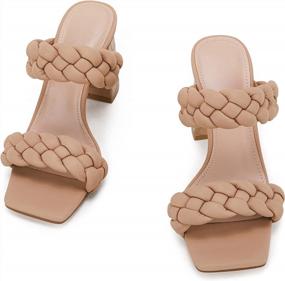 img 1 attached to Women'S Braided Block Heel Sandals Open Toe Backless Strappy Slip On Slide Shoes