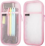 organize your stationary with the mroco grid mesh pencil case in pink logo