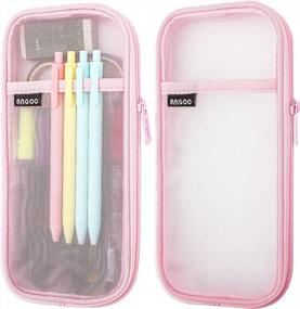 img 4 attached to Organize Your Stationary With The MROCO Grid Mesh Pencil Case In Pink