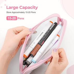 img 3 attached to Organize Your Stationary With The MROCO Grid Mesh Pencil Case In Pink