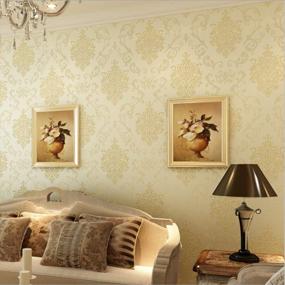 img 3 attached to QIHANG European Style 3D Damask Pearl Powder Non-Woven Wallpaper Roll - Beige Color 5.3㎡