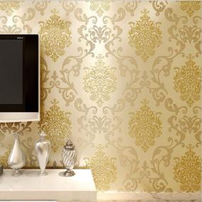img 2 attached to QIHANG European Style 3D Damask Pearl Powder Non-Woven Wallpaper Roll - Beige Color 5.3㎡