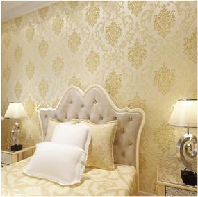 img 4 attached to QIHANG European Style 3D Damask Pearl Powder Non-Woven Wallpaper Roll - Beige Color 5.3㎡
