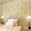 qihang european style 3d damask pearl powder non-woven wallpaper roll - beige color 5.3㎡ logo
